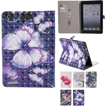 

Designer Smart Case For Apple Ipad 4 3 2 3D butterfly Luxury Floral Fashion Smart Stand Leather Cover For Ipad 3 2 4 New