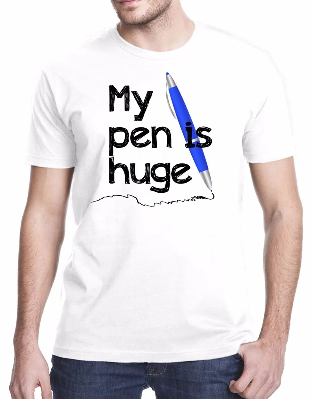 Mans Unique Cotton Short Sleeves O Neck T Shirt My Pen Is Huge Penis