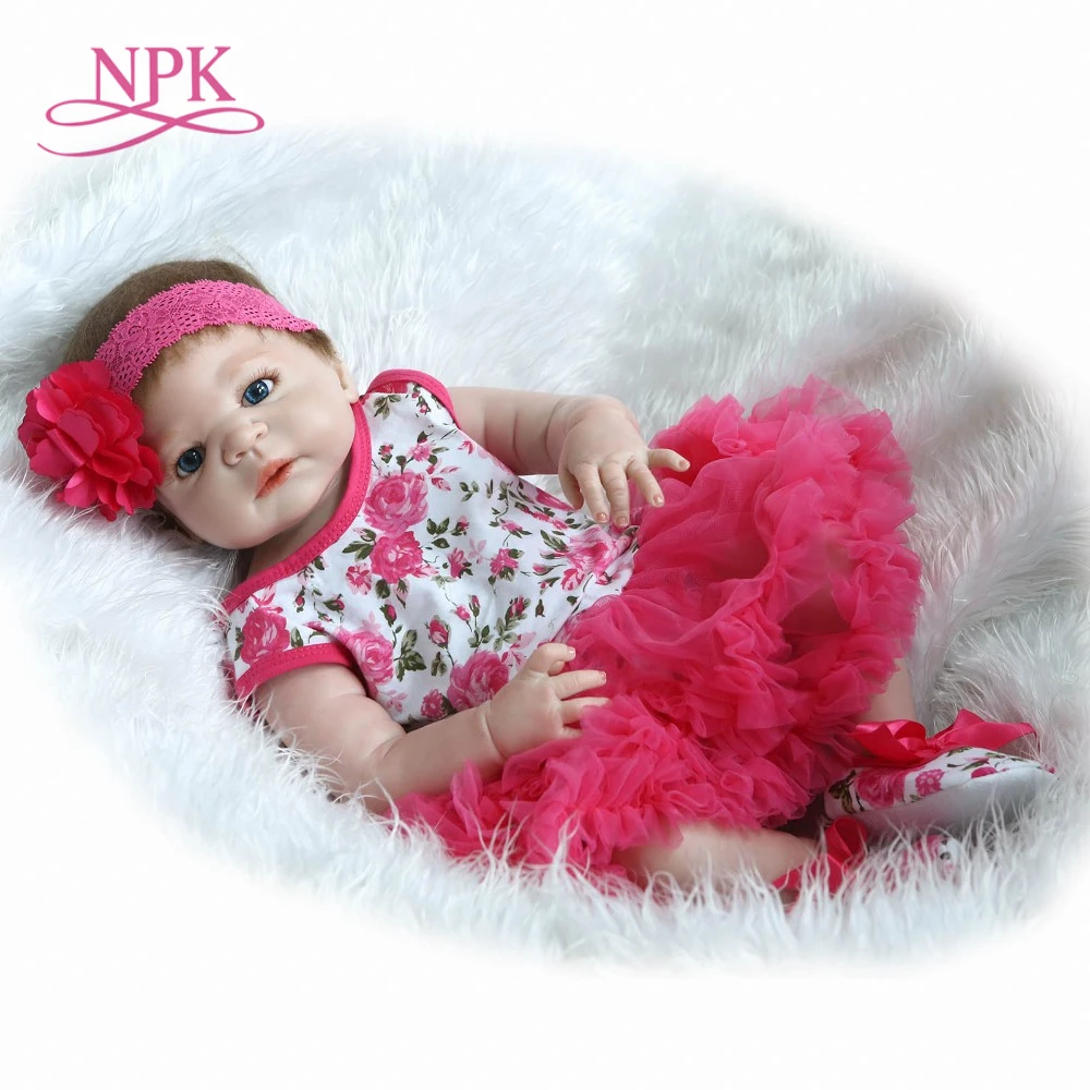 

NPK 55cm Bebes reborn real girl full body silicone reborn baby doll toy for kids gift bathe doll boneca reborn silicone completa