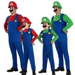 Sensfun Super Mario Bros Косплэй Костюм Установить Детская Kigurumi Halloween Party Марио и Луиджи костюм Подарки для взрослых и детей