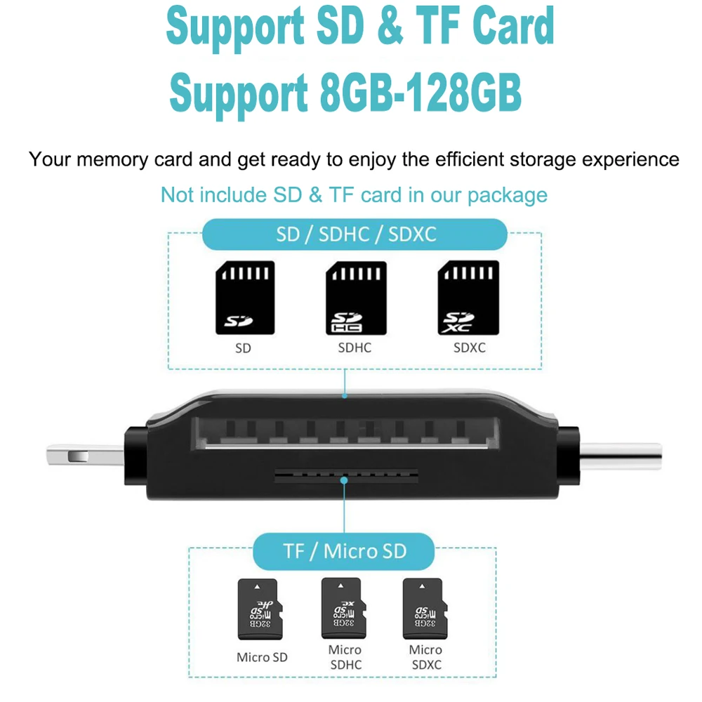 Ingelon Type C Micro SD Card Reader tipo C OTG USB C RS MMC Flash Memory 4