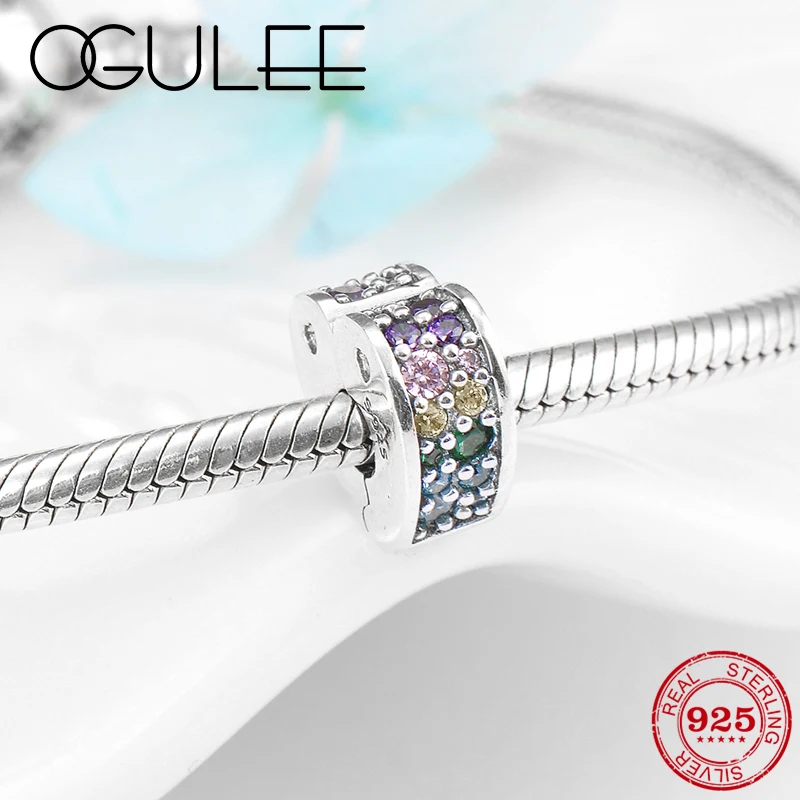 

Colorful love heart shape 925 Sterling Silver clip Lock beads Fit Original Pandora Charm Bracelet Fine Jewelry making 2019
