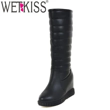 WETKISS Big Size 32 43 Leisure Hidden Wedges Snow Boots Plush Keep Warm Women s Shoes
