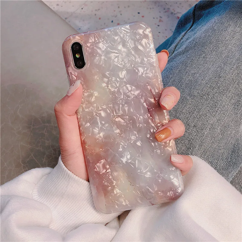 

Fashion Conch Shell Marble Phone Bag for Iphone Xr Case Soft Glitter TPU Cover for Iphone 8 7 Plus X Xs Max 6 6S Plus Phone Case