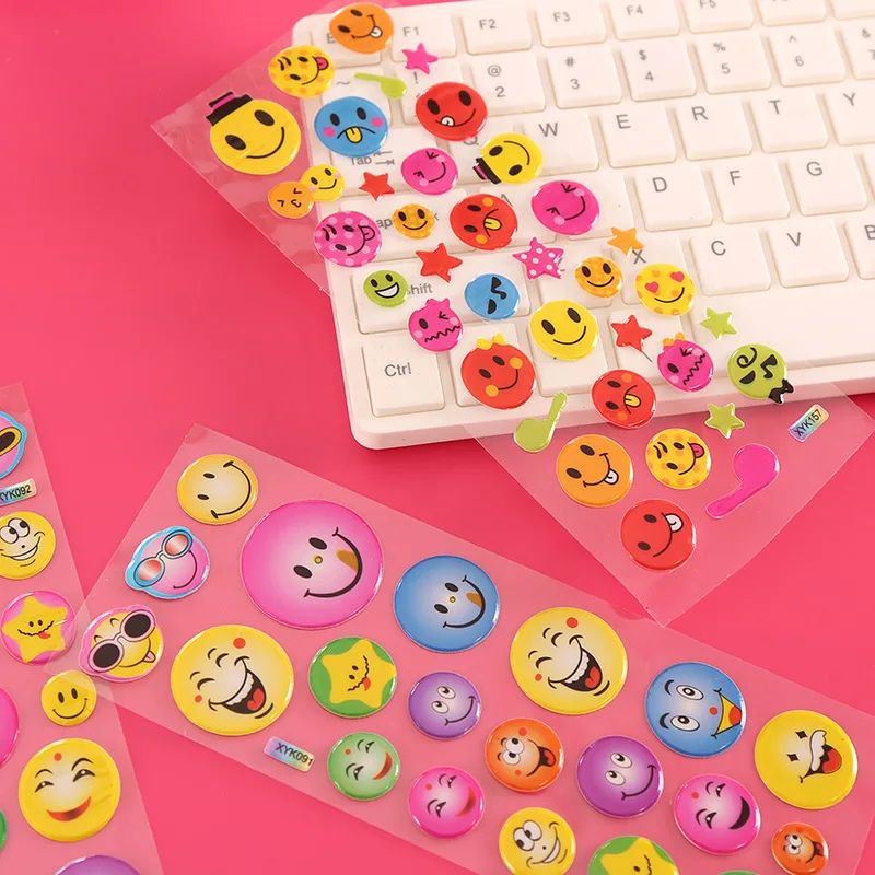 Smiley faceStereoscopic sticker 3D Cartoon Children Stickers Toys Emoji PVC Scrapbook Gifts For Kids