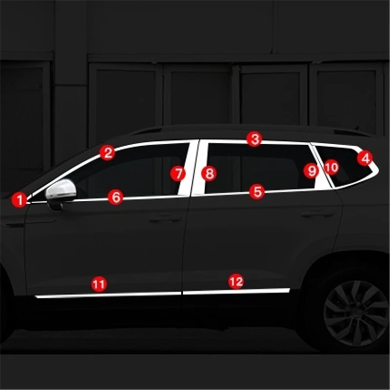 

Chromium Modified Automobile Body Window Grille Exterior Dashing Accessories Accessory Bright Sequins 18 19 FOR Volkswagen Tharu