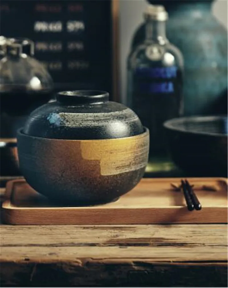 KINGLANG в японском стиле ретро чаша для моллюсков домашняя керамическая тарелка с крышкой Цзиндэчжэнь лапша быстрого приготовления ramen чаша Персонализированная посуда