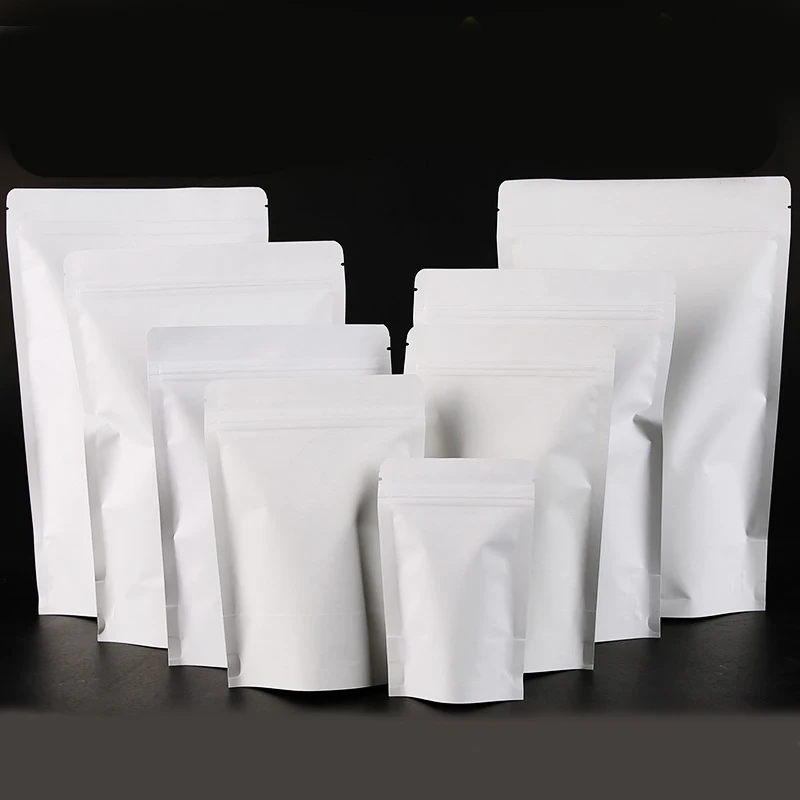 50 pcs/lot FREE SHIPPING White Kraft Paper Bag Wholesale Stand Up