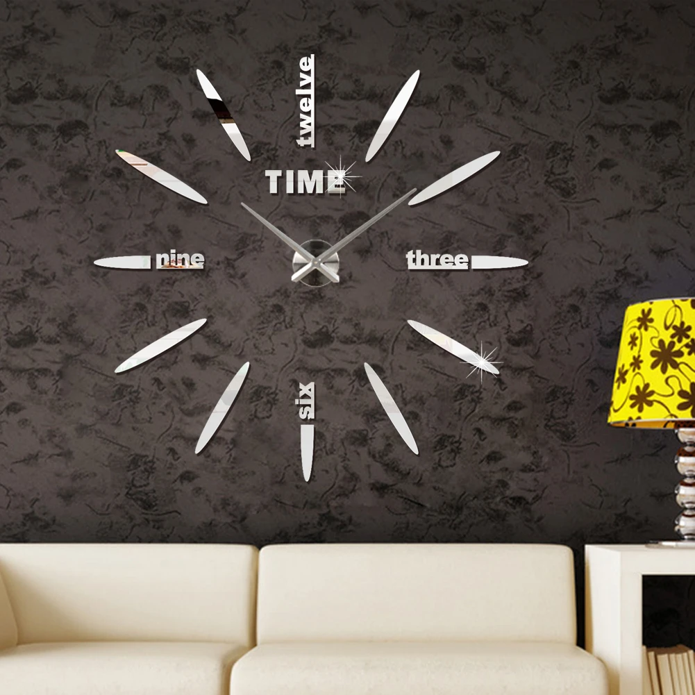Настенные часы Horloge Diy акриловые зеркальные наклейки цифровые Супер Большие