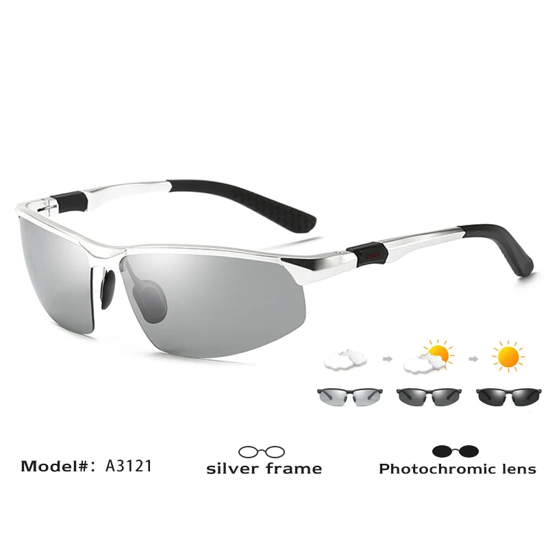 Silver Frame LIOUMO фотохромные солнцезащитные очки, Мужские поляризационные очки-хамелеоны, мужские солнцезащитные очки, меняющие цвет, HD, день, ночное видение, очки для вождения - Цвет линз: Silver Frame