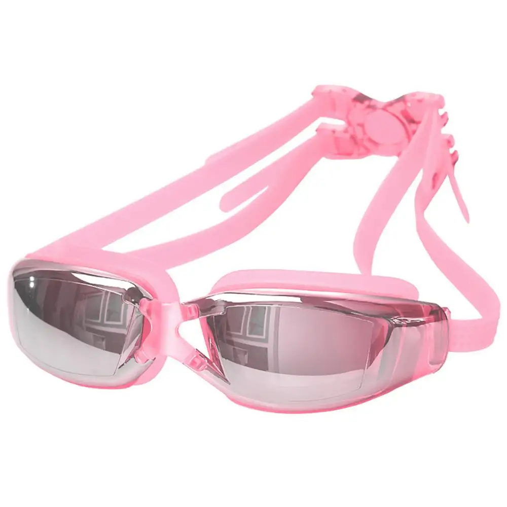 Новые плавательные очки в большой оправе покрытие водонепроницаемые противотуманные плавательные очки с зеркальным покрытием УФ-защита - Цвет: P