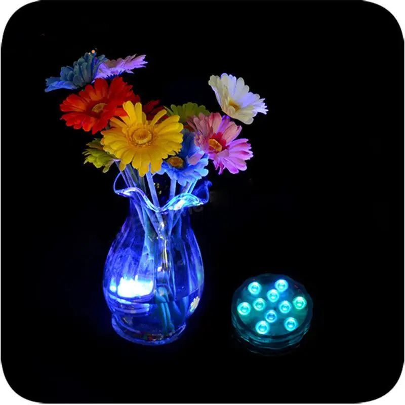 

10 LED Multicolor Waterproof Party Tea Floralytes Vase Base Led Night Light Bright Lamp Remote Home Decor Vases