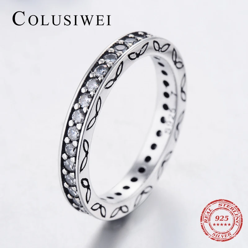 

New Hot Wedding Real 925 Sterling silver Ring 2017 New Fashion Classic Vintage silver ring 3MM CZ Bands Jewelry for women Gift