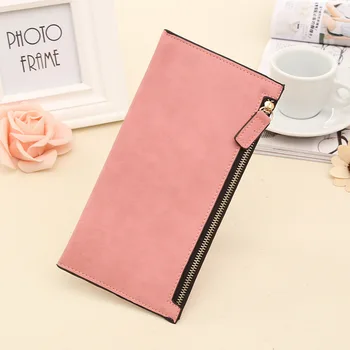 

2018 Leather Women Wallet High Quality Soild Color Long Women Purse Fashion Card Holder Zipper Coin Pockets Female Purse