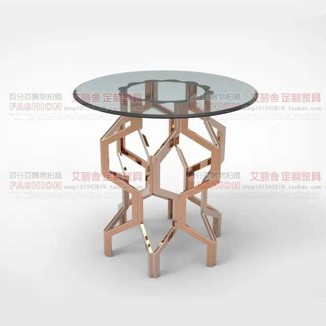 Modern Fashion Stainless Steel Rose Gold Small Round Coffee Table A Modern Fashion Stainless Steel Rose Gold Small Round Coffee Table A Few Custom Angle Side Several