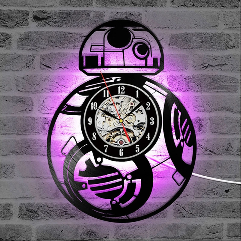 12in 3d wall clock Star Wars LED Wall Clock with 7 Colors Modern Design Movie Vintage Vinyl Record Clocks Wall Watch Home Decor