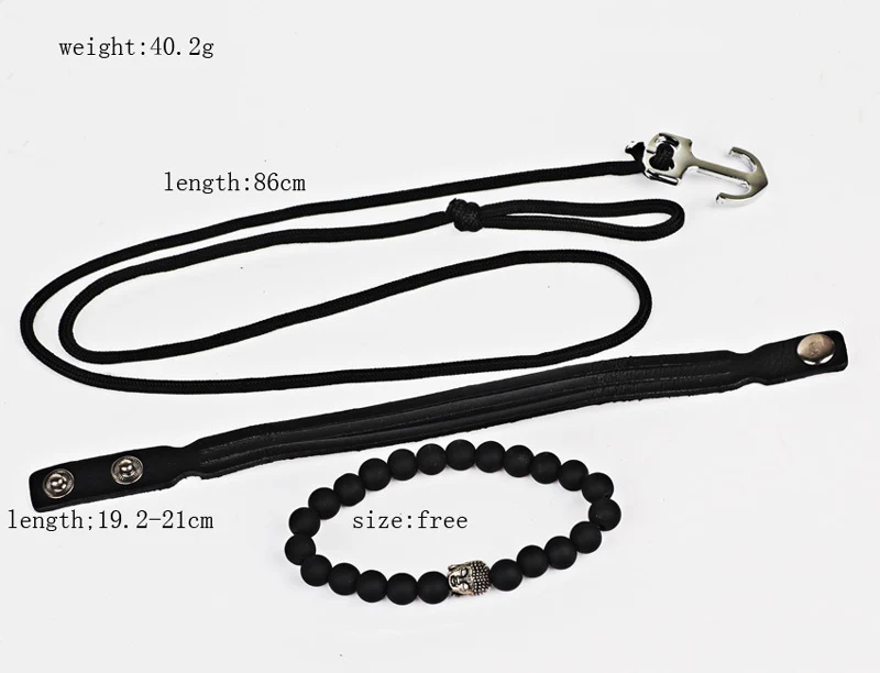 NIUYITID 3pcsset 2019 New Anchor Bracelet For Men Women Black Leather Jewelry Handmade Natural Stone Buddha Bead Bracelet Male  (4)