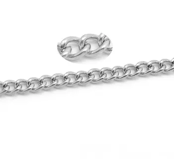 

2016 Fashion 10M Silver Tone Stainlesss Steel Link-Opened Curb Chains Findings 4x3mm