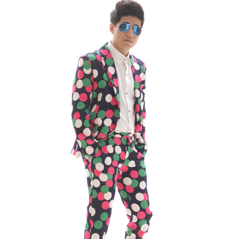Plus Size Fashion Men Mulitcolor Slim Suits Set Jacket Blazer