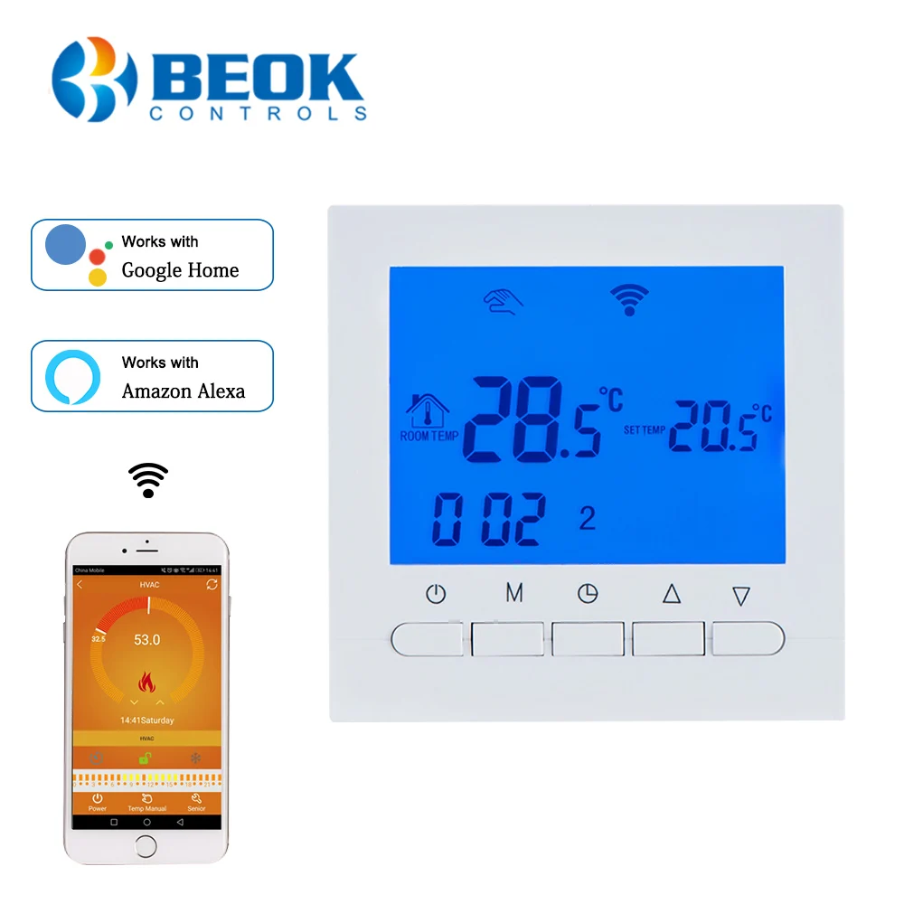 Online BEOK BOT 313WIFI Caldaia A Gas Termostato per il Riscaldamento Blue White AC220V Wifi Regolatore di Temperatura per Caldaie Settimanale Programmabile