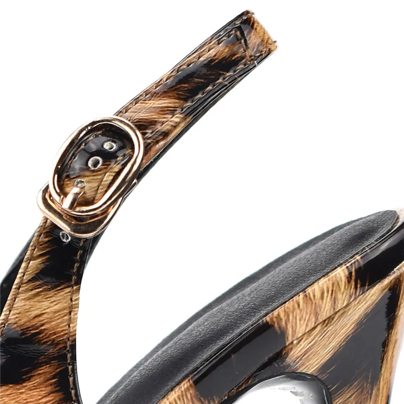 Chaussures Peep Cm Stiletto Partie Léopard D'été Talons Extreme Sangle Nouvelle Sexy Toe Haute Boucle 12 Dame Slingback Femmes Pompes Odetina AHwFn