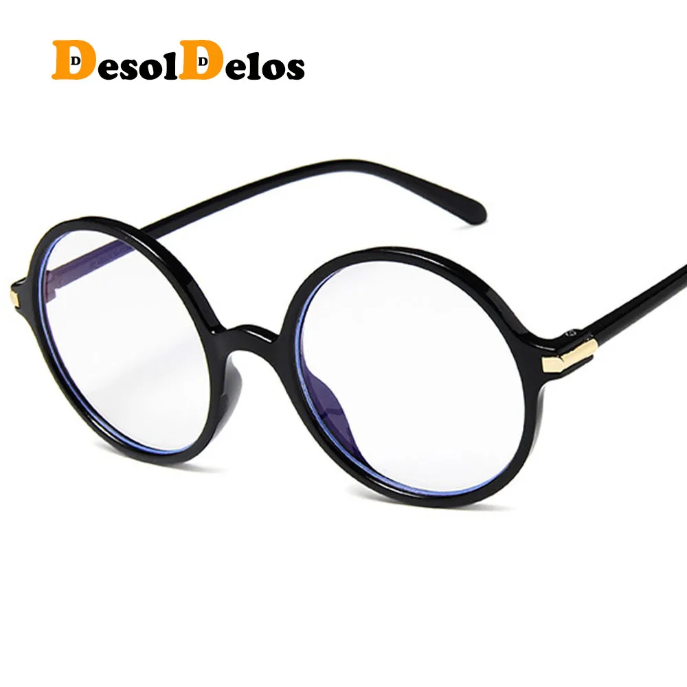 DesolDelos Round Glasses Frame Men Anti Blue Light Glasses Women Fake Glasses Pink Optical Eyeglasses Frame Transparent Lens