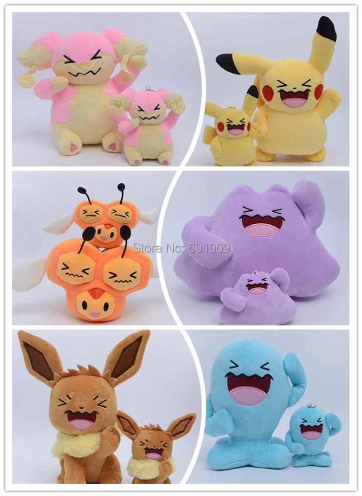 6 шт. Pikachu Eevee Ditto Wobbuffet Audino Combee 20 см плюшевые куклы для аниме мультфильм куклы мягкие лучшие подарки розничная