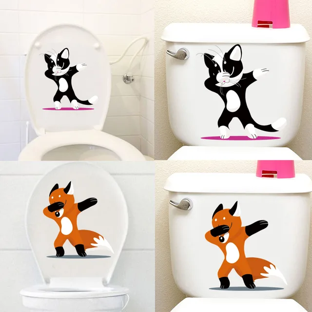 Nordic Fox toilet seat Stickers funny style cartoon animal Removable
