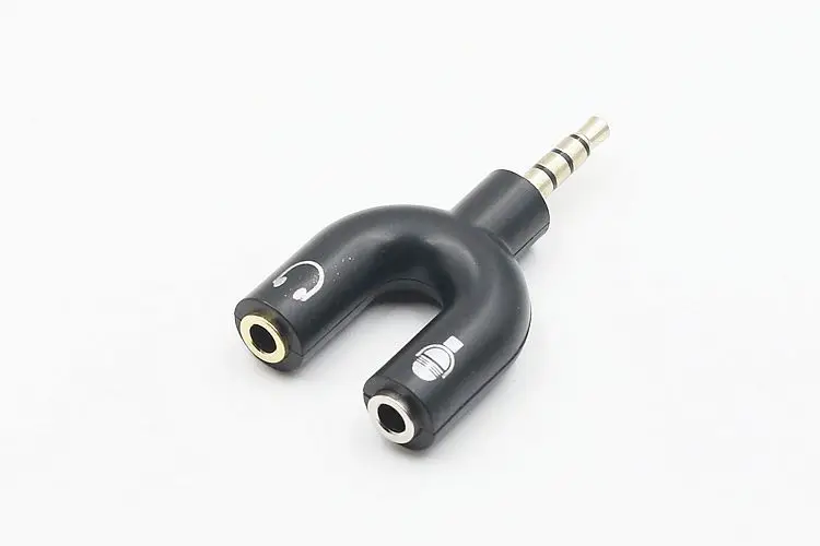 U Type Adapter Dual 3.5 MM Headphone Plug Audio Cables Splitter Microphone 2 in 1 Swivel Connector Free shipping