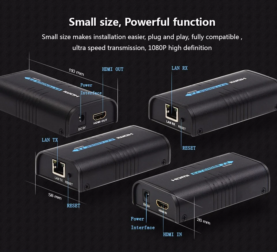 hdmi extender 120m original factory hdmi extender rj45 high quality hdmi extender 120m by cat5 6 6e hdmi extender rj45