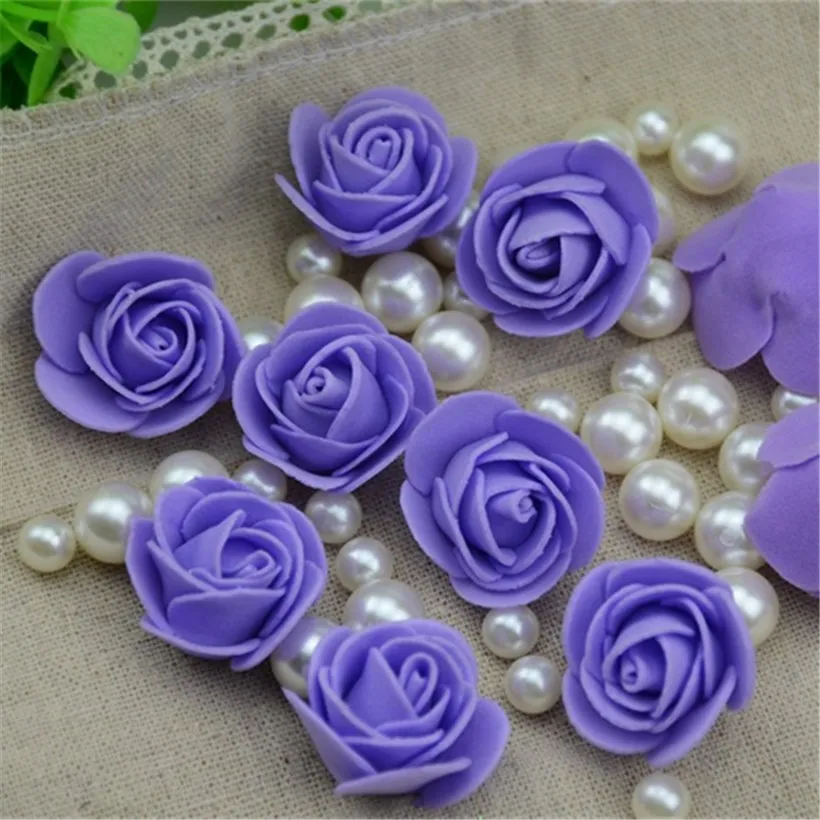 50PCS/Lot Artificial Mini PE Foam Rose Flower Head Handmade DIY Wedding Home Decoration DIY Scrapbooking Fake Flower Kiss Ball 