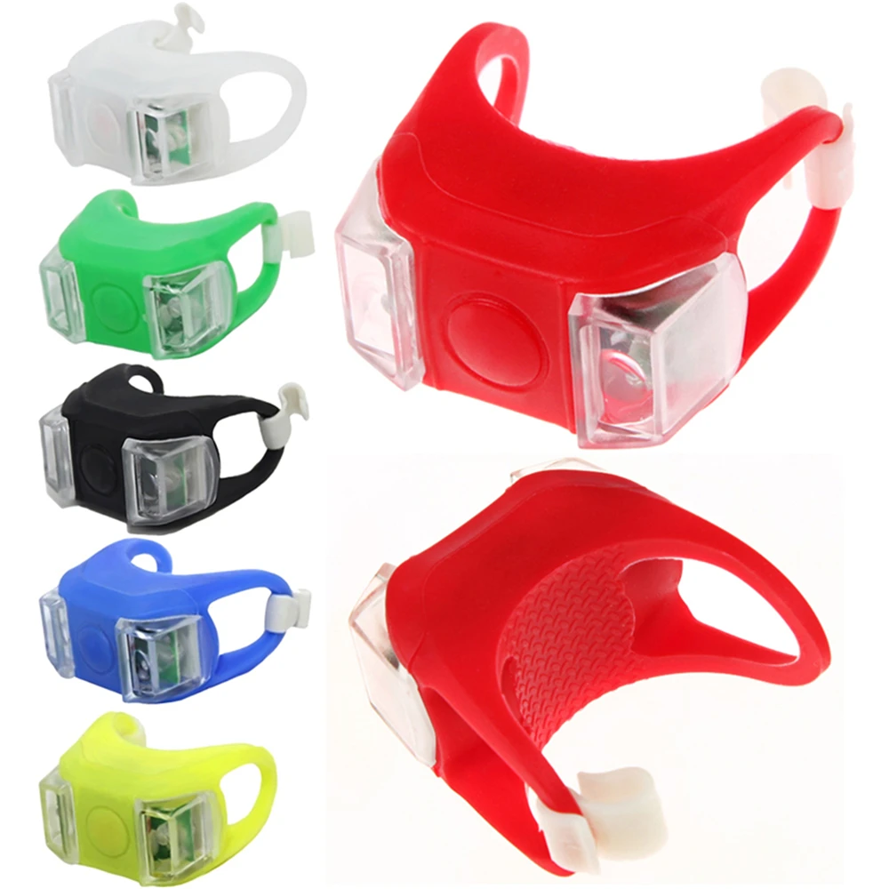 Discount 1pcs Waterproof Silicone Mountain Bike Light Cycling Warning Lights Front Rear Tail Lamp Bicycle Light With Battery 2