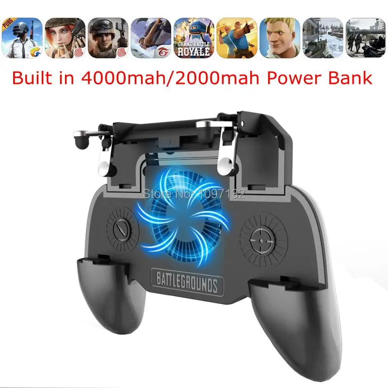 

Building in 4000/2000mah Powerbank PUBG Mobile Gamepad Gaming Controller with Cooling Fan Fire Game Joystick Metal PUBG Triggers