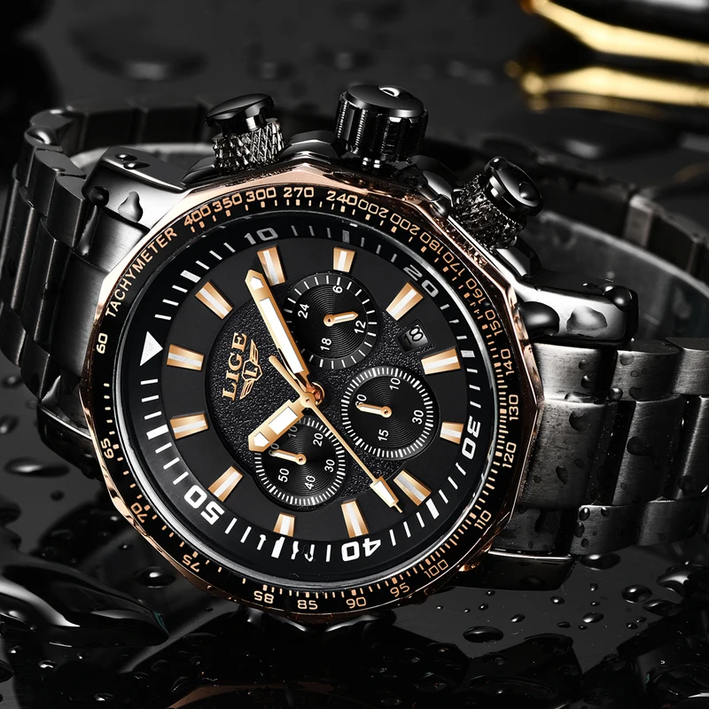

LIGE Watch Men Full Steel Waterproof Military Clock Mens Watches Top Brand Luxury Casual Sport Quartz Watches Relogio Masculino