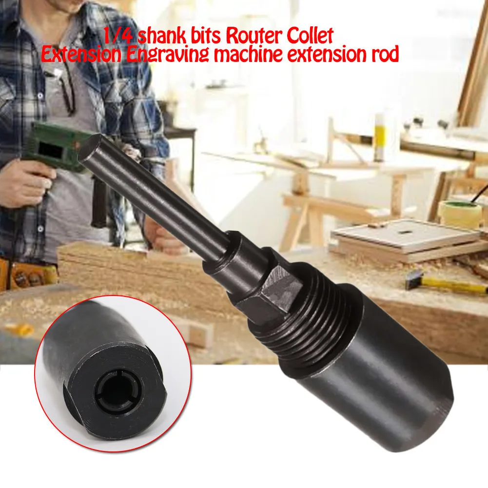 

Black 1/4'' Hex Shank Router Bit Collet Extension Rod Engraving Machine Extension Bar