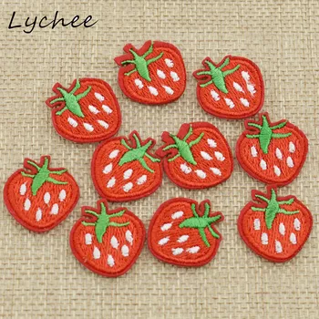 

Lychee 10pcs Cartoon Red Embroidery Strawberry Sewing On Iron On Patch Adhesive Badge Bags Jeans DIY Sewing Applique