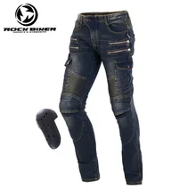 Harley Motocicleta Jeans Casual Calças à prova de vento masculinos Wearable Moto Motocross Off-Road Joelho Protetor Moto Calças Jeans