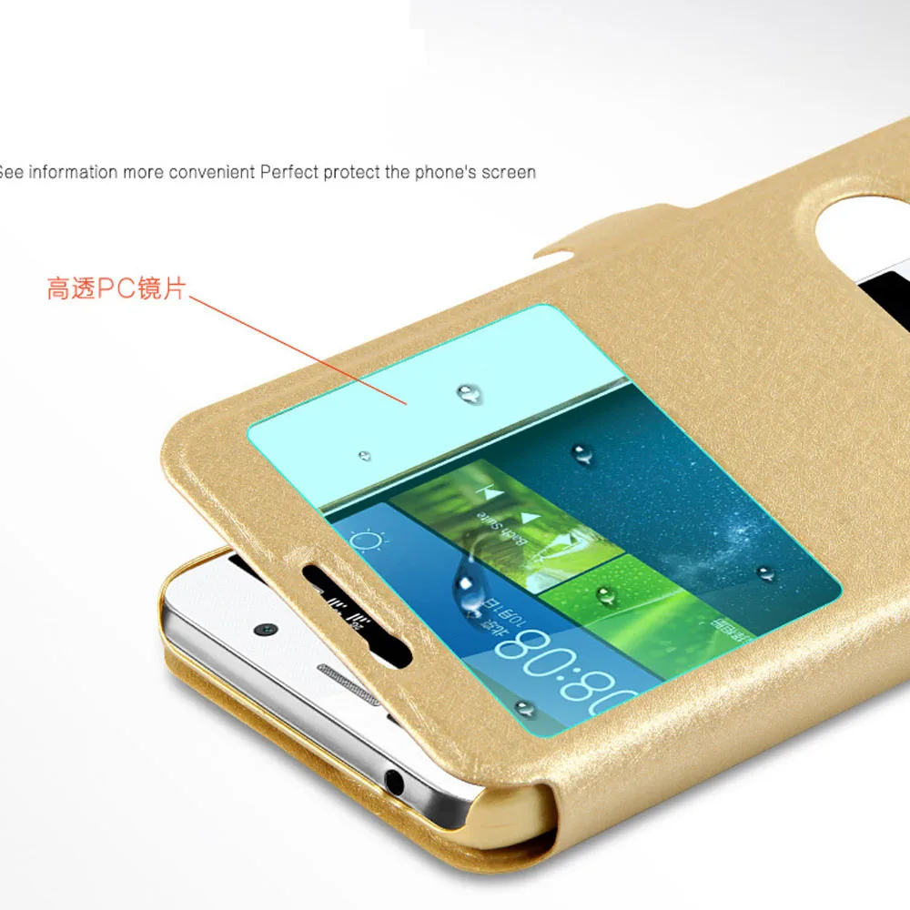 Флип чехол для HUAWEI Y6 pro TIT U02 кожаный с двумя окошками Huawei Enjoy 5 Honor Holly 2 Plus 4C pro|case
