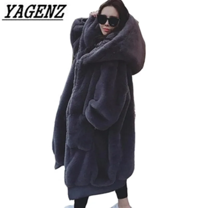 

Winter Warm Women Hooded Jacket Coats 2018 New Fashion Loose Thickening Long Overcoat Long sleeve Casual Winter Faux fur Jackets