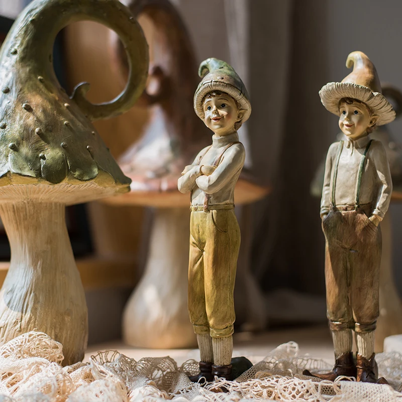 Американский Сад лес гриб мальчик смолы украшения, скульптура украшение дома ресторан фея эльф подарок