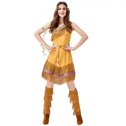 Для женщин индейцев принцесса богиня племени ролевые игры примитив Savage костюм для костюмированной игры, для Хэллоуина Костюмы для