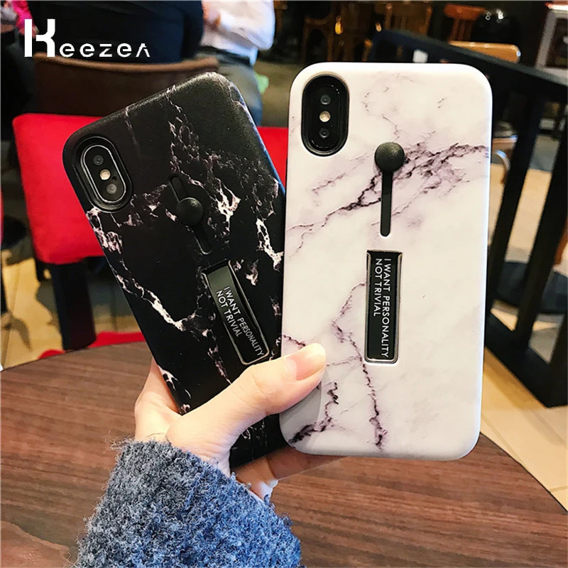 Marble Pattern Case For iPhone XS X 8 7 Plus Hide Stand Holder 6 6s TPU Silicone Smooth Cover Phone Accessories |