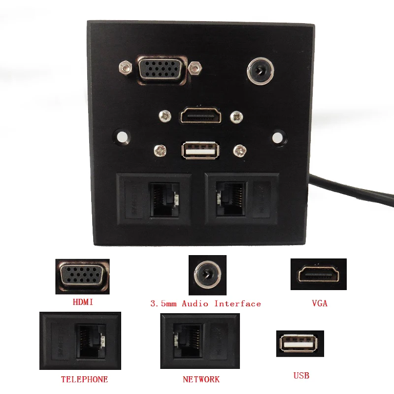 Multimedia USB VGA 15P HDMI USB AUDIO Network socket aluminum alloy
