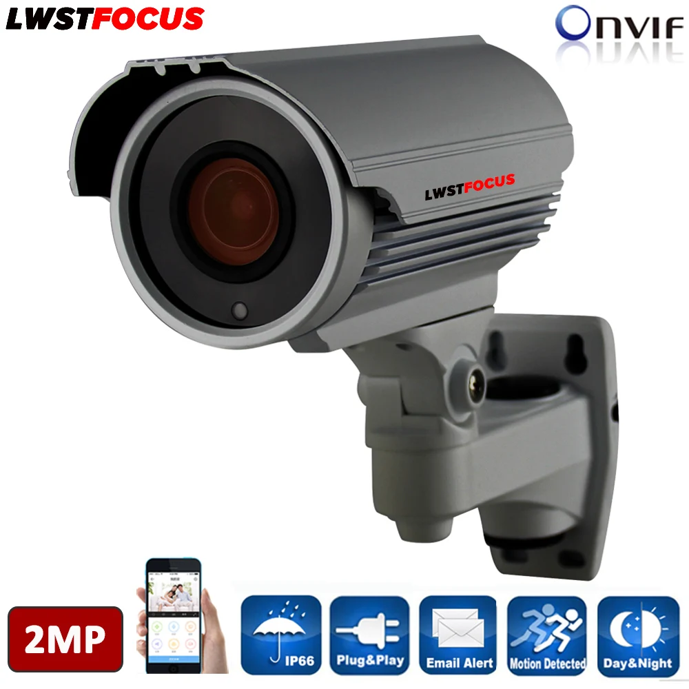 

LWSTFOCUS H.264/H.264+ 2.8-12mm Manual Zoom Lens 2MP IP Camera Outdoor FULL HD 1080P CCTV Camera Waterproof Outdoor IP Camera