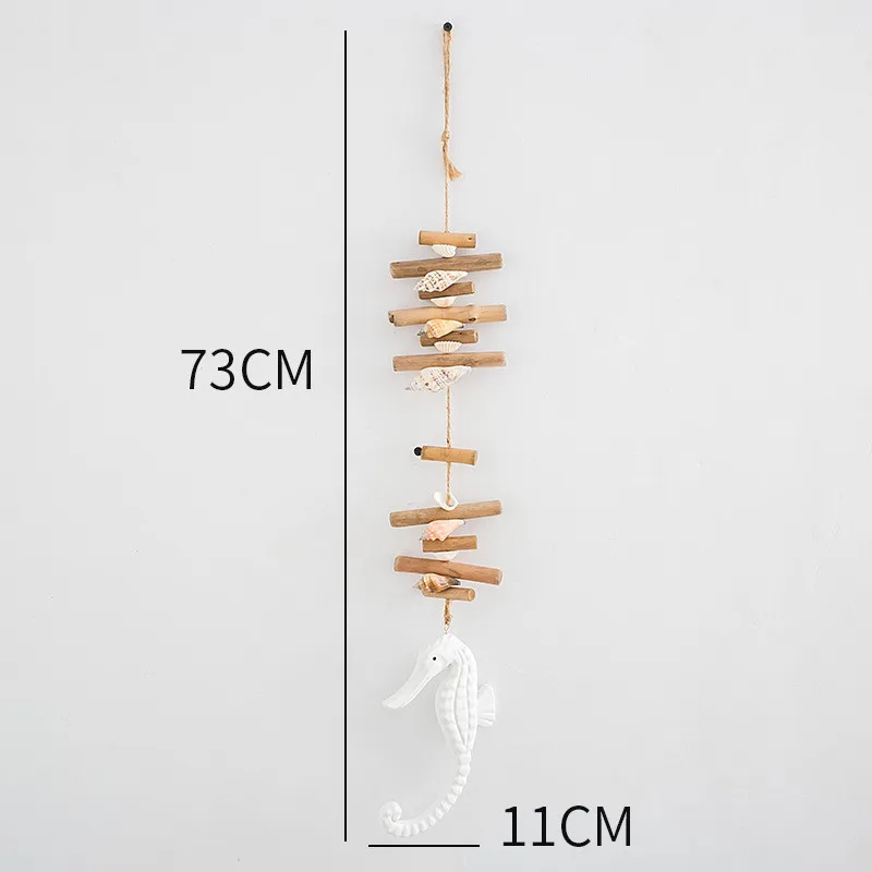 Antique decorative fish string wooden Mediterranean fish solid wood shell home fish carving pendant home decor wall hangings