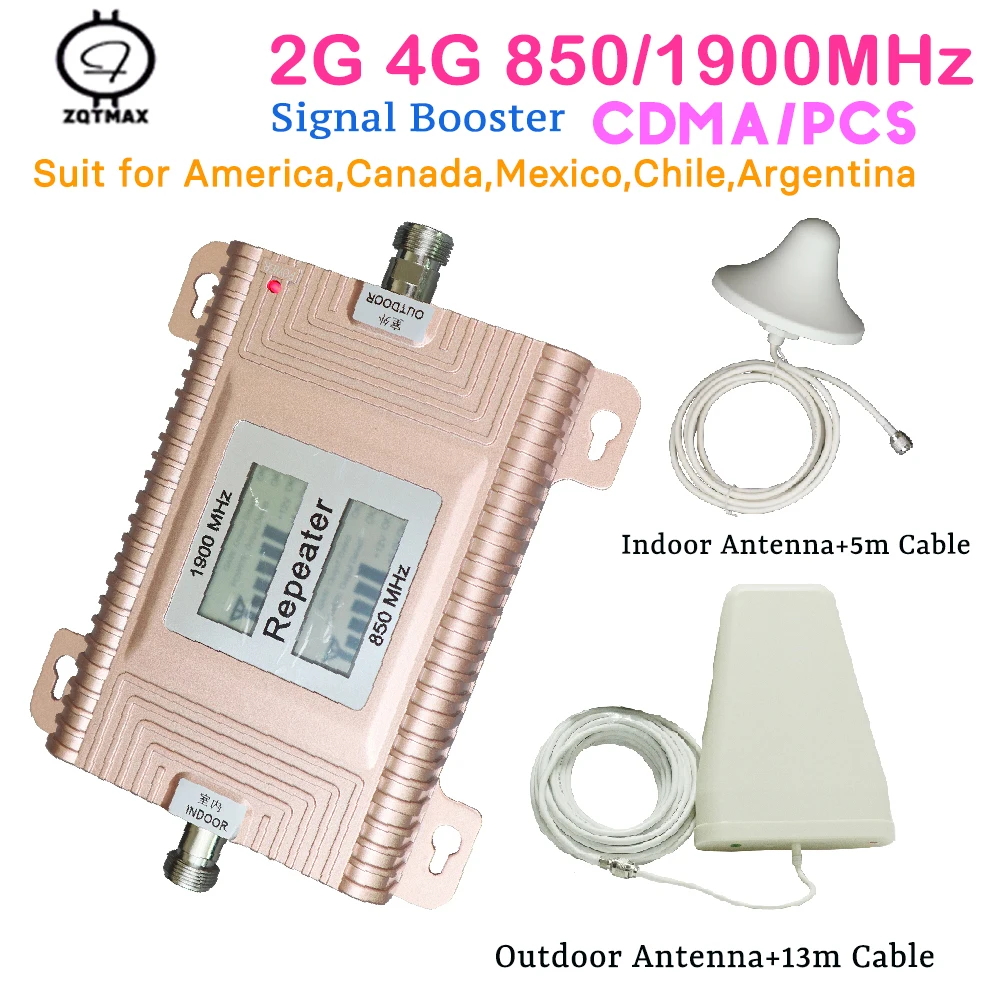 dual signal booster 850Mhz 1900Mhz GSM repeater 3G 4G repetidor de sinal celular for smart home set
