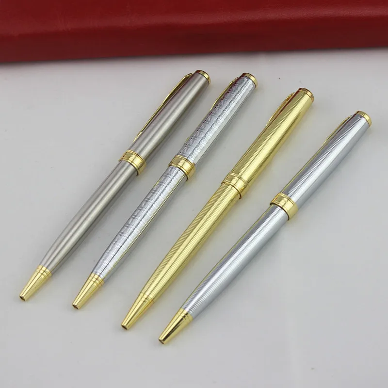 

High Quality Metal Ink Gift Pen Stainless Steel Ballpoint Pen Luxury Sliver Gold Ballpoint Canetas Office School Stationery