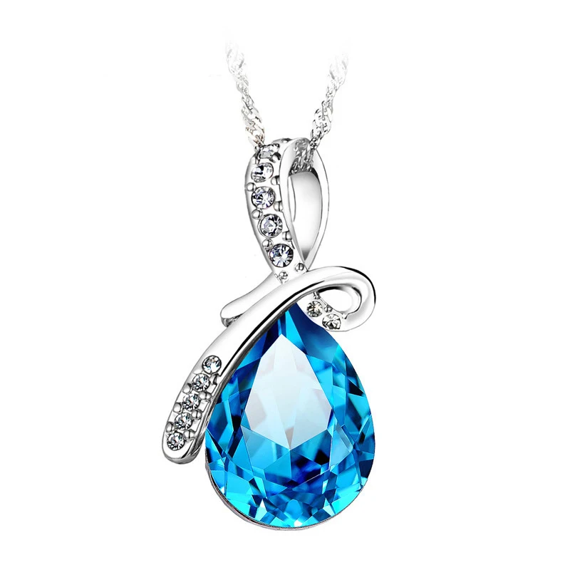 twisted 925 sterling silver Blue crystal Zircon diamond teardrop