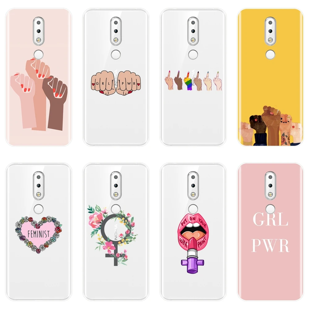 

Back Cover For Nokia 7.1 6.1 5.1 3.1 2.1 Plus Soft Silicone Feminist Girl Power Women Phone Case For Nokia 2.1 3.1 5.1 6.1 7.1
