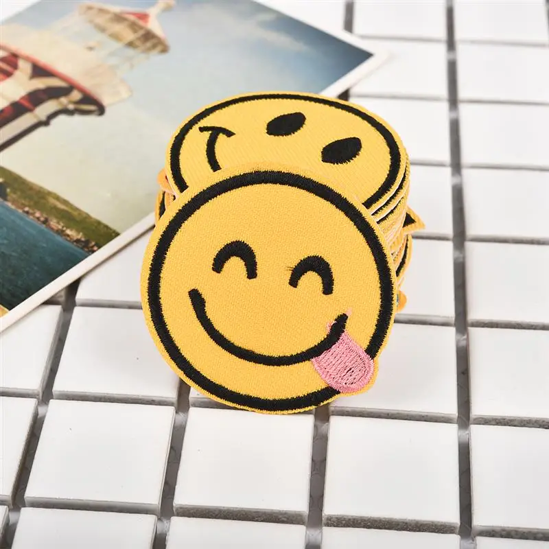 

20Pcs/Set Funny Emoji Iron On Embroidery Patches Sew On Patch Badges For DIY Patchwork Clothing Jeans Jacket Decoration